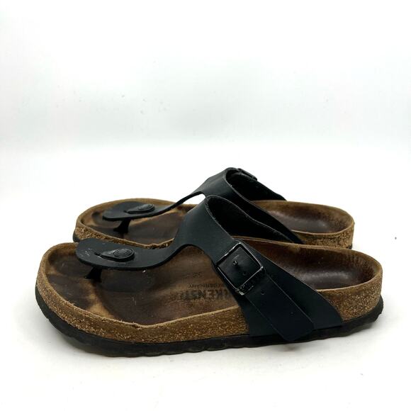 Birkenstock Gizeh Black Leather Sandals Women's 6 US - Picture 2 of 9